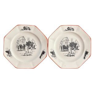 2 Vintage Harker Pottery Modern Age Silhouette 8 1/2” Dishes